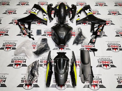 SUZUKI GSXR600 FAIRING SET (2006-2007) FAUX CARBON FIBER, WHITE, NEON YELLOW at KingsMotorcycleFairings.com