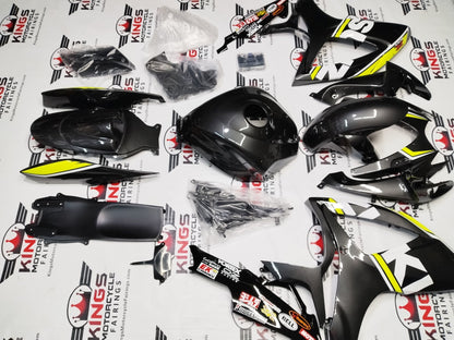 SUZUKI GSXR600 FAIRINGS (2006-2007) FAUX CARBON FIBER, WHITE, NEON YELLOW from KingsMotorcycleFairings.com