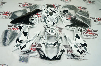 SUZUKI GSXR600 Fairings (2011-2024)| White, Black, Gray Camouflage at KingsMotorcycleFairings.com