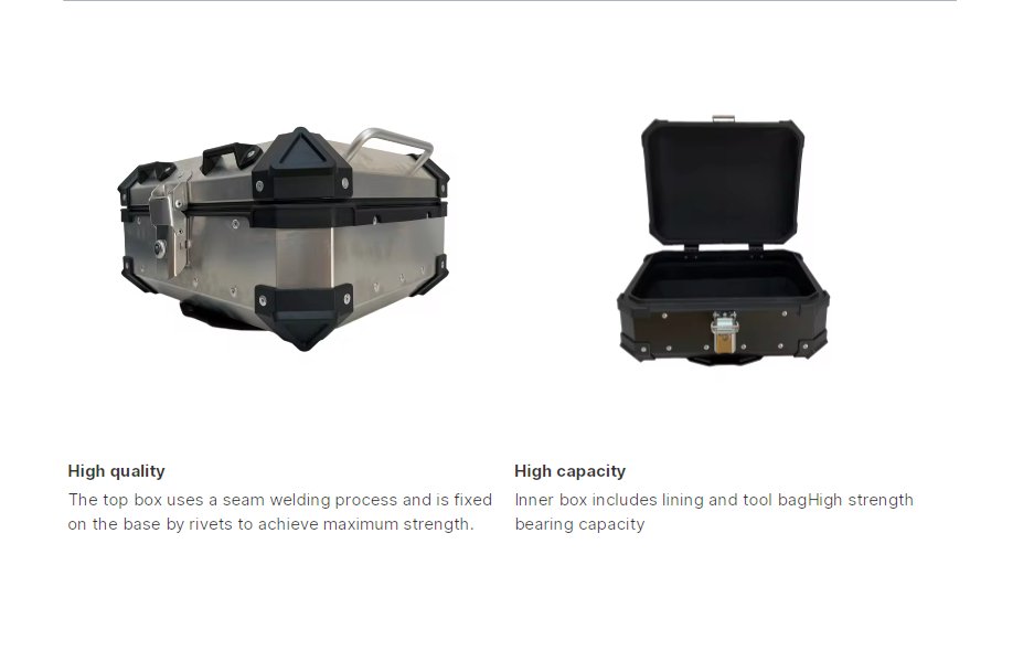 Black & Silver Aluminum Motorcycle Top Boxes at KingsMotorcycleFairings.com
