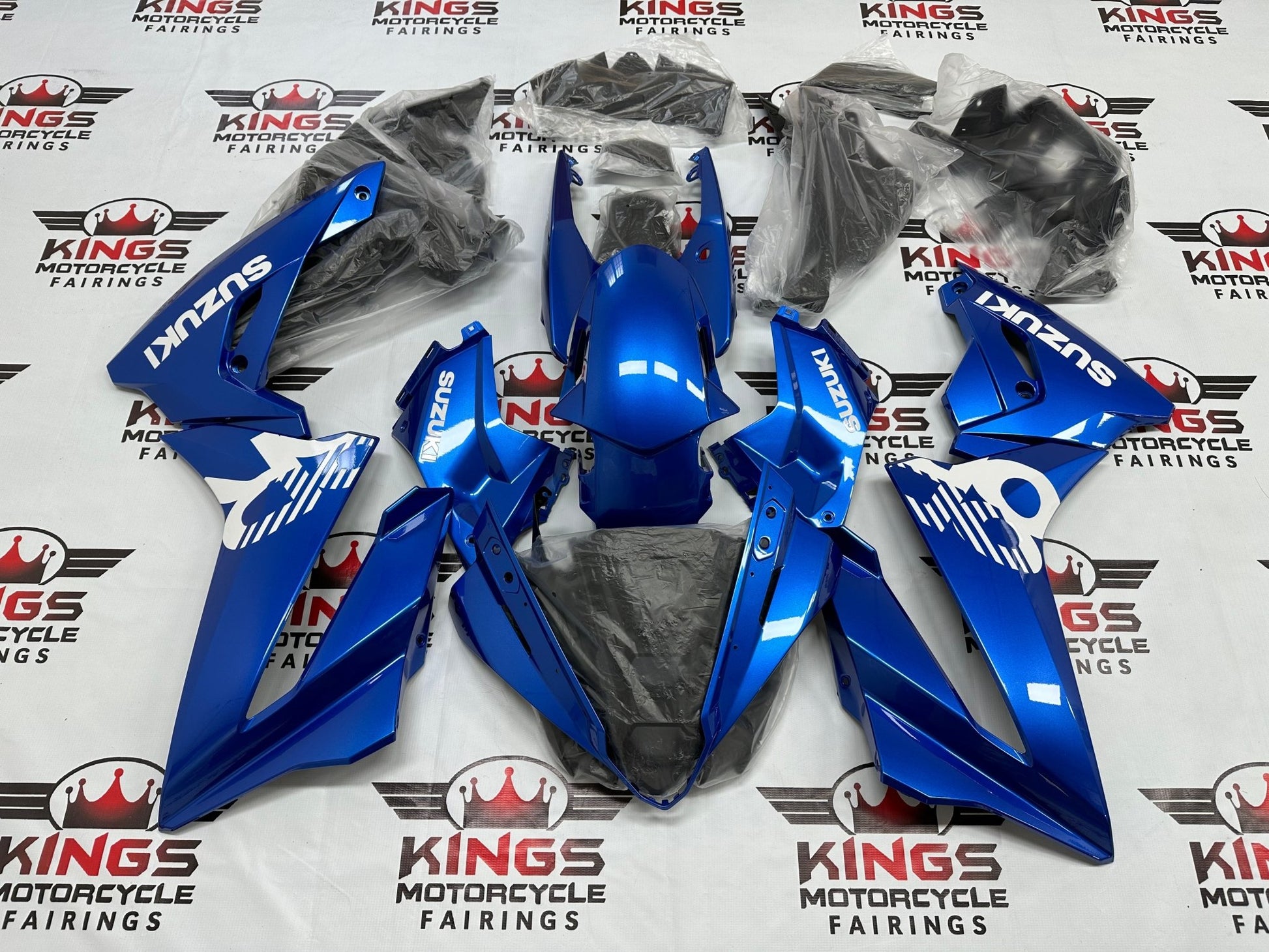 Suzuki GSX-8R Fairing Kit (2024-2025) Metallic Blue, White at KingsMotorcycleFairings.com