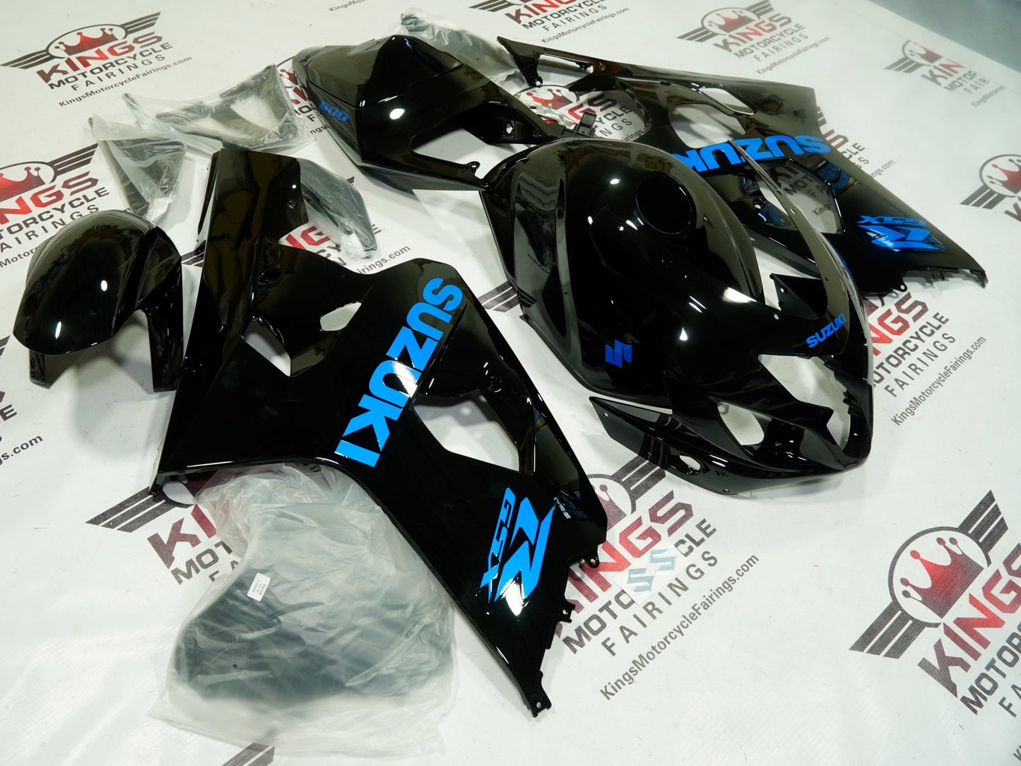 Suzuki GSX-R600 Fairing Kit (2004-2005) Black Gloss, Blue at KingsMotorcycleFairings.com