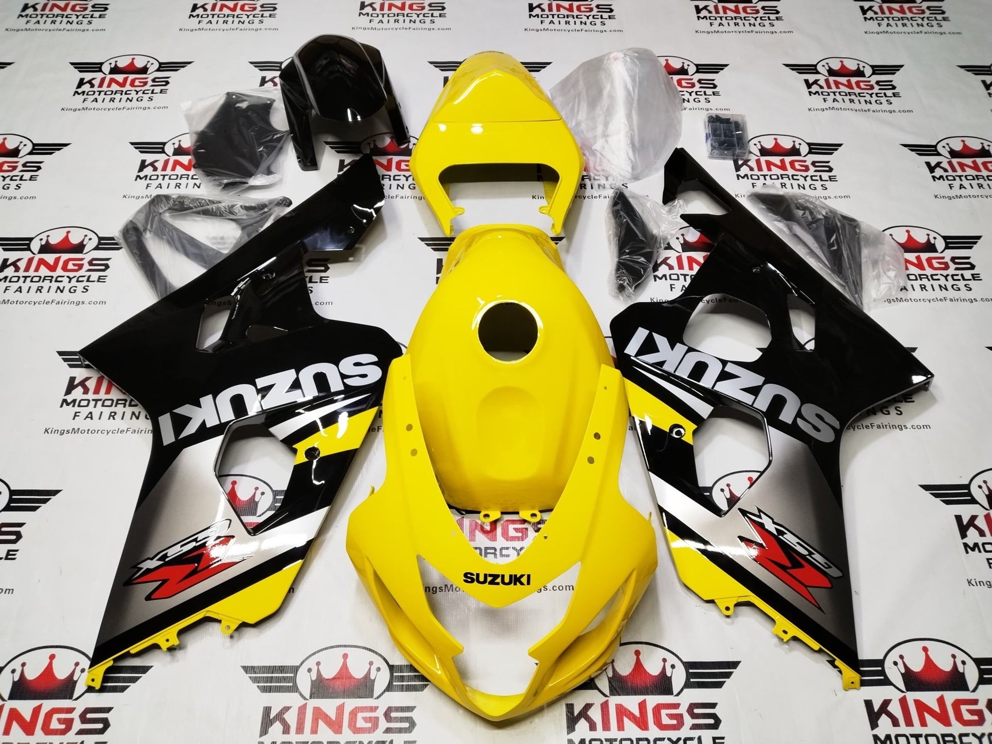 Suzuki GSX-R600 Fairings (2004-2005) Yellow, Silver, Black from KingsMotorcycleFairings.com