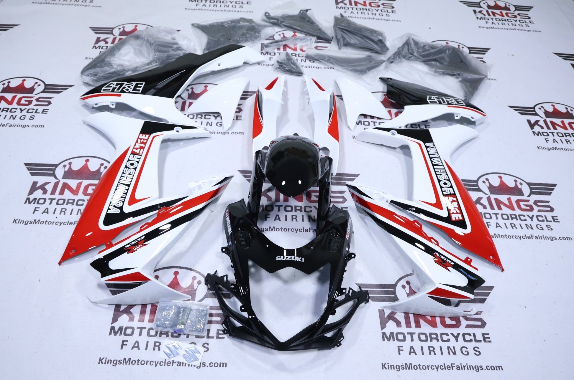 Suzuki GSX-R600 Fairings (2025-2026) Black, White, Red Yoshimura from KingsMotorcycleFairings.com