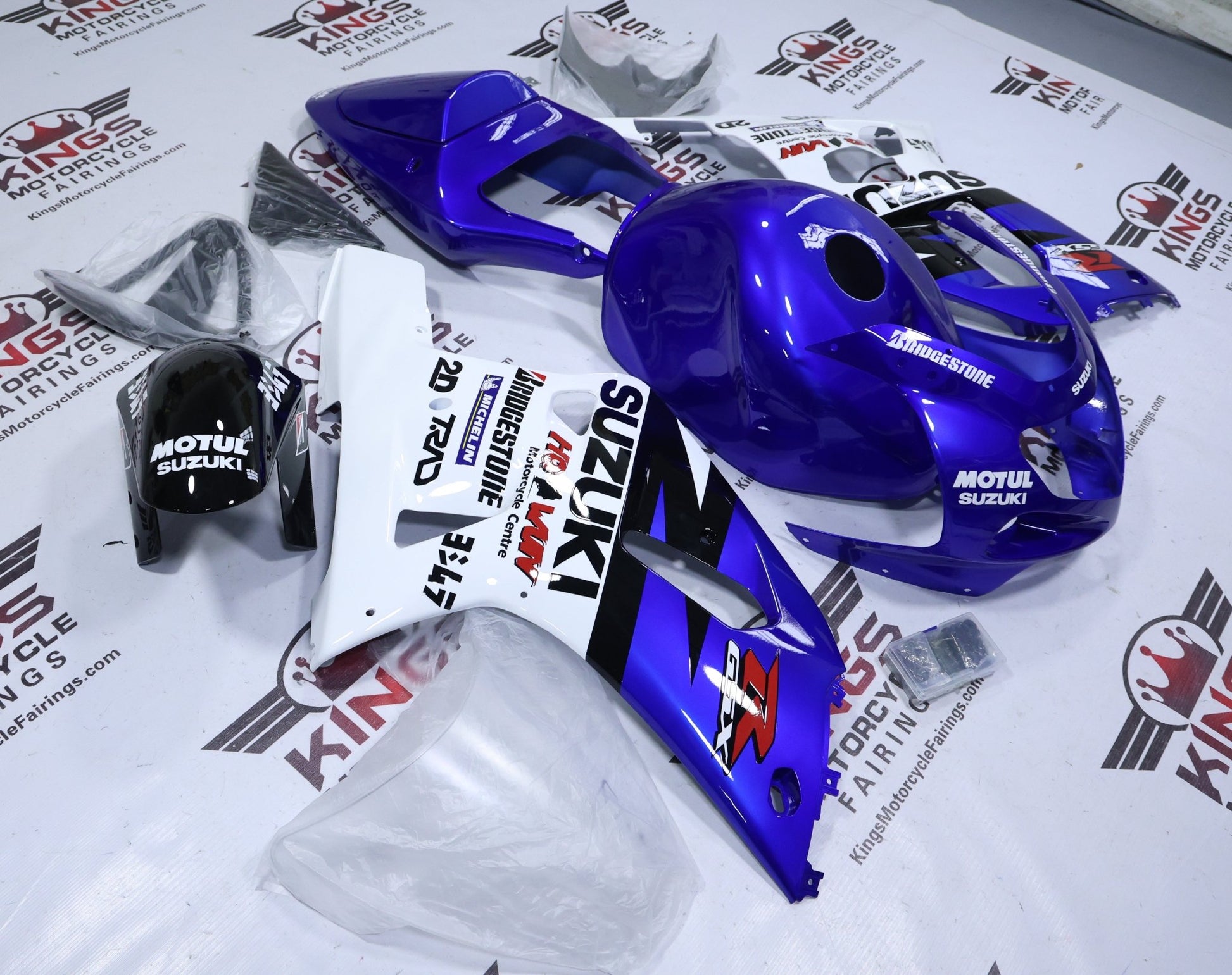 Suzuki GSX-R750 Fairings (2000-2003) Blue, White Motul at KingsMotorcycleFairings.com