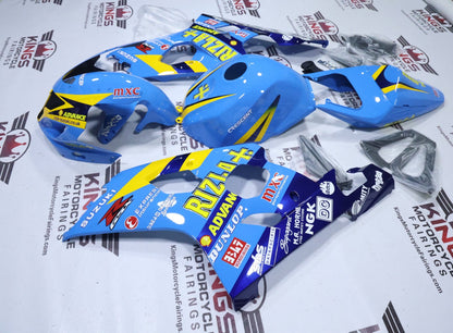Suzuki GSX-R750 Fairings (2004-2005) Light Blue, Yellow, Blue Rizla at KingsMotorcycleFairings.com