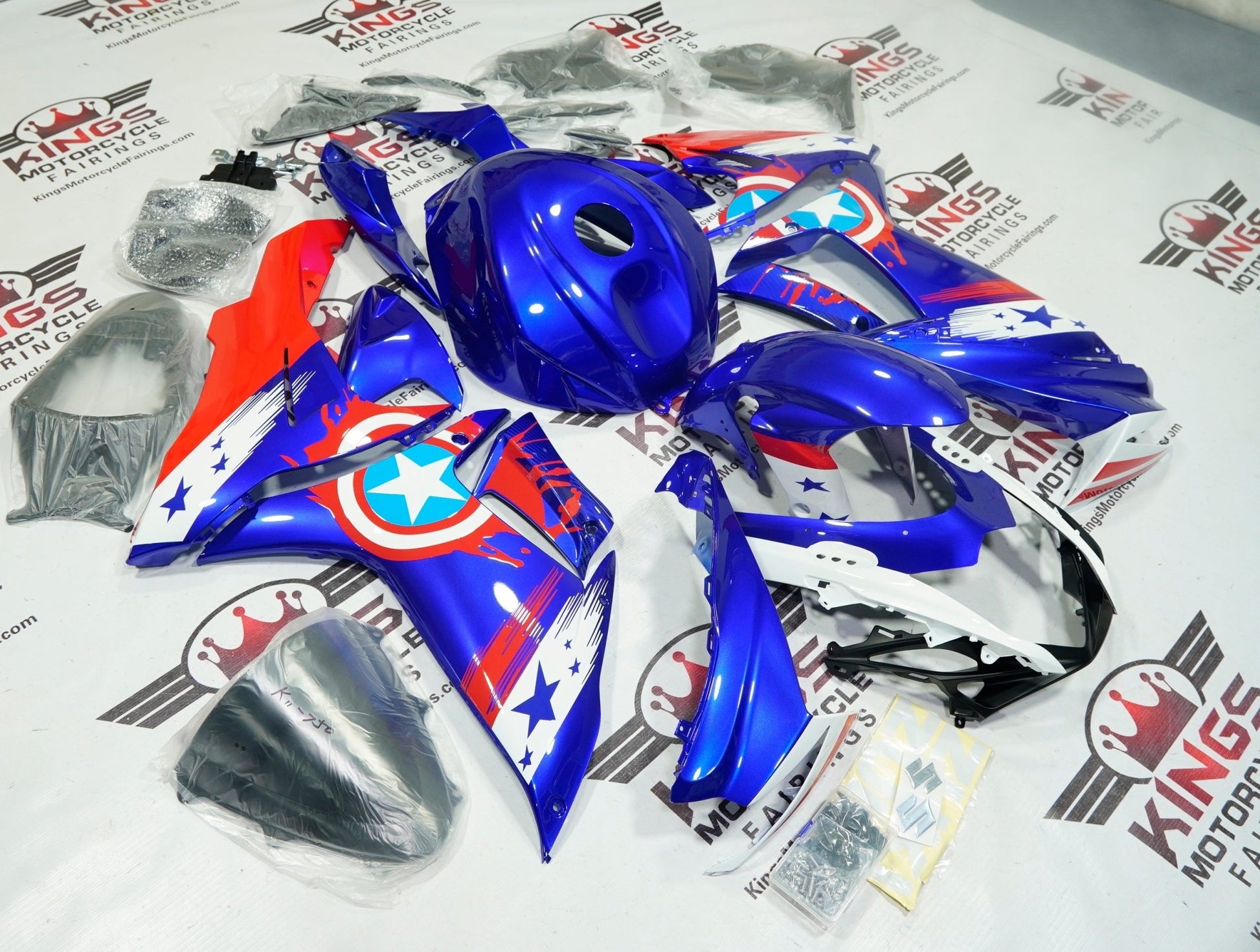 Suzuki GSX-R750 Fairings (2025-2026) Blue Captain America at KingsMotorcycleFairings.com