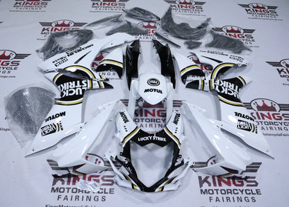 Suzuki GSX-R750 Fairings (2025-2026) Lucky Strike White, Black, Gold from KingsMotorcycleFairings.com
