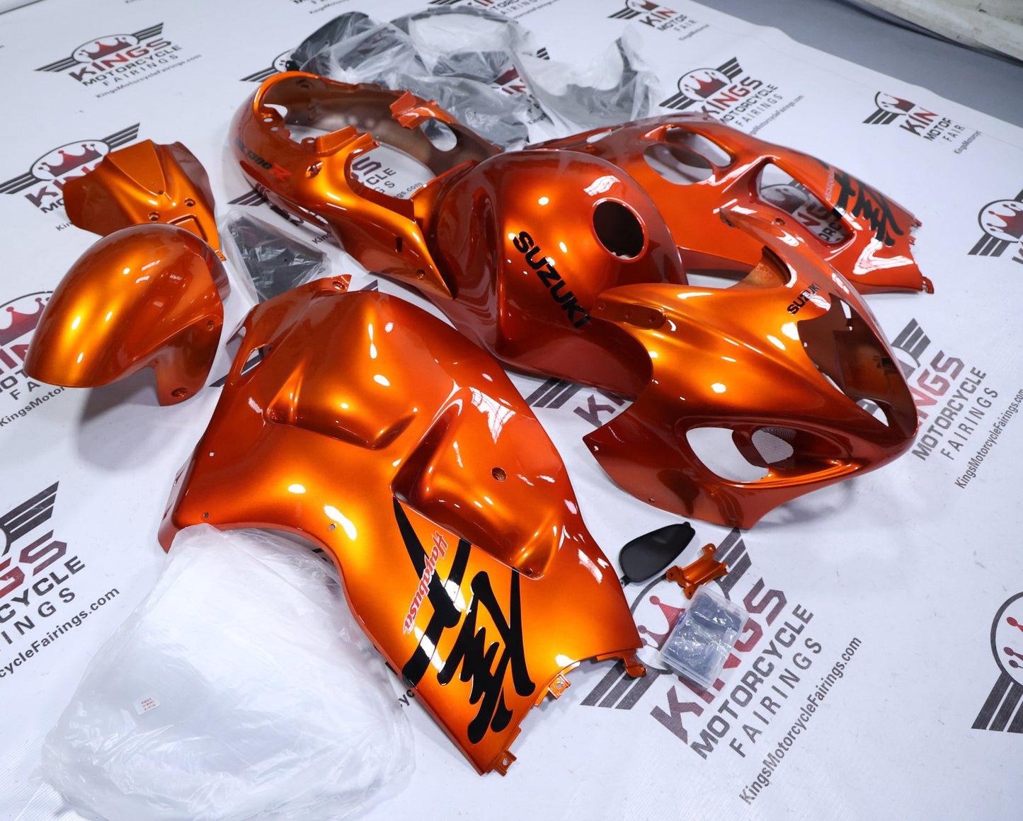 Suzuki GSX1300R Hayabusa Fairings (1999-2007) Orange, Black at KingsMotorcycleFairings.com