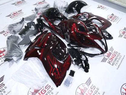 Suzuki GSX1300R Hayabusa Fairings (2008-2020) Black, Red Glow at KingsMotorcycleFairings.com