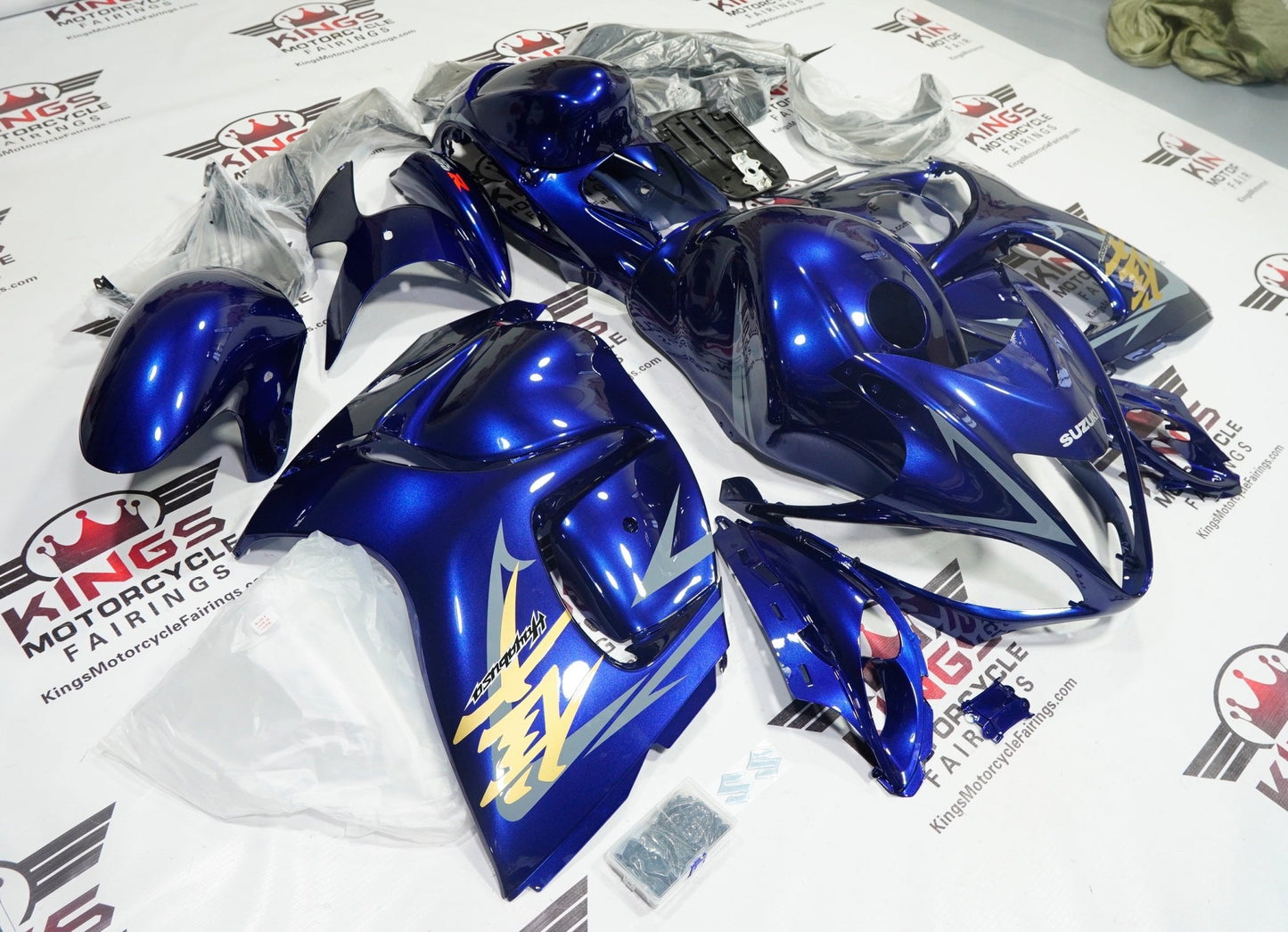 Suzuki GSX1300R Hayabusa Fairings (2008-2020) Blue, Gold at KingsMotorcycleFairings.com