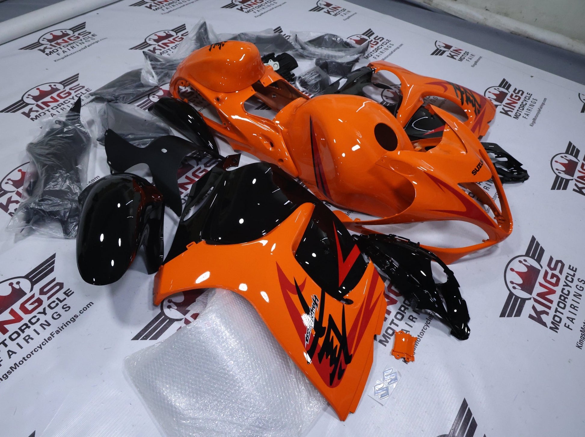 Suzuki GSX1300R Hayabusa Fairings (2008-2020) Orange, Black Gloss at KingsMotorcycleFairings.com