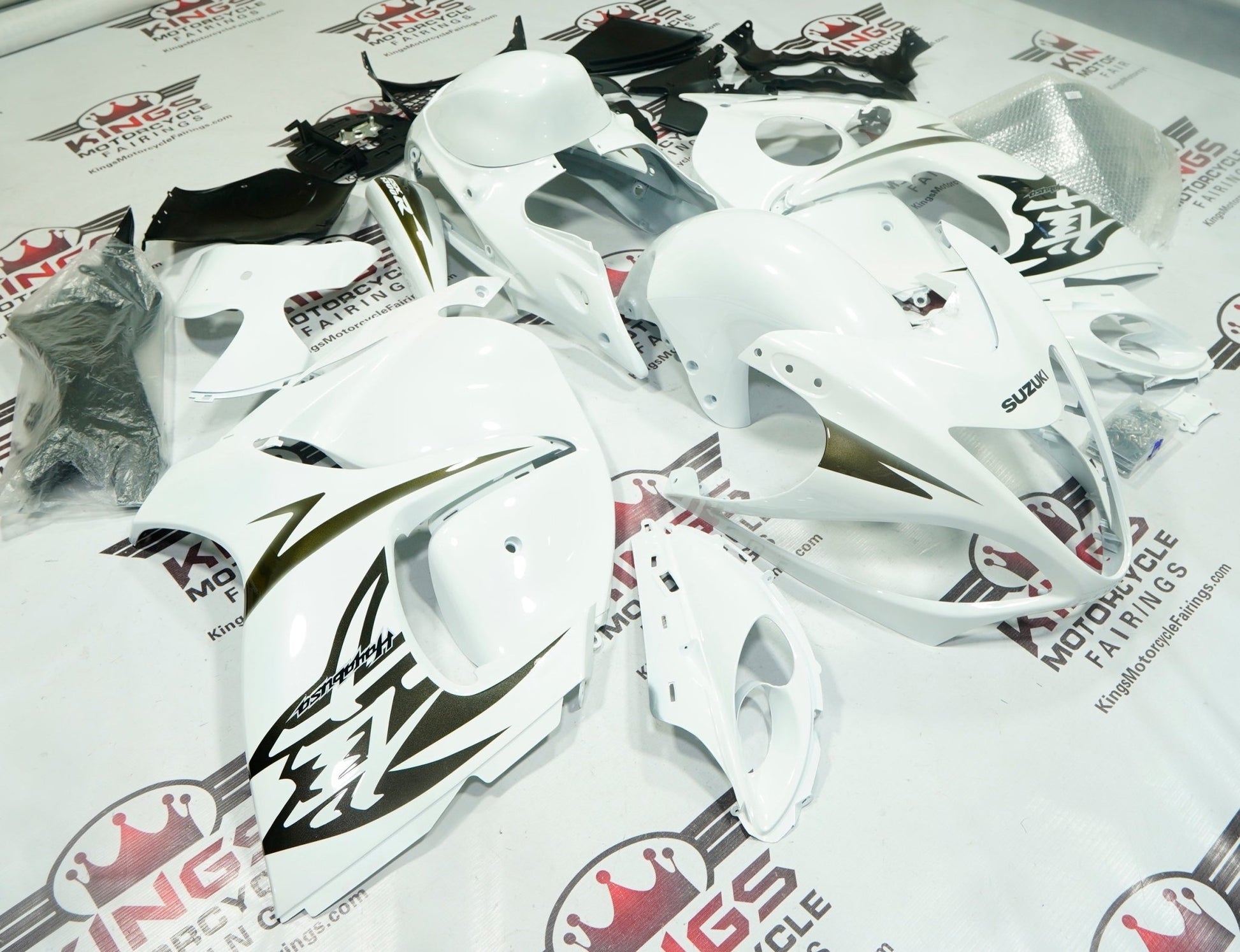 Suzuki GSX1300R Hayabusa Fairings (2008-2020) White, Gray, Bronze at KingsMotorcycleFairings.com