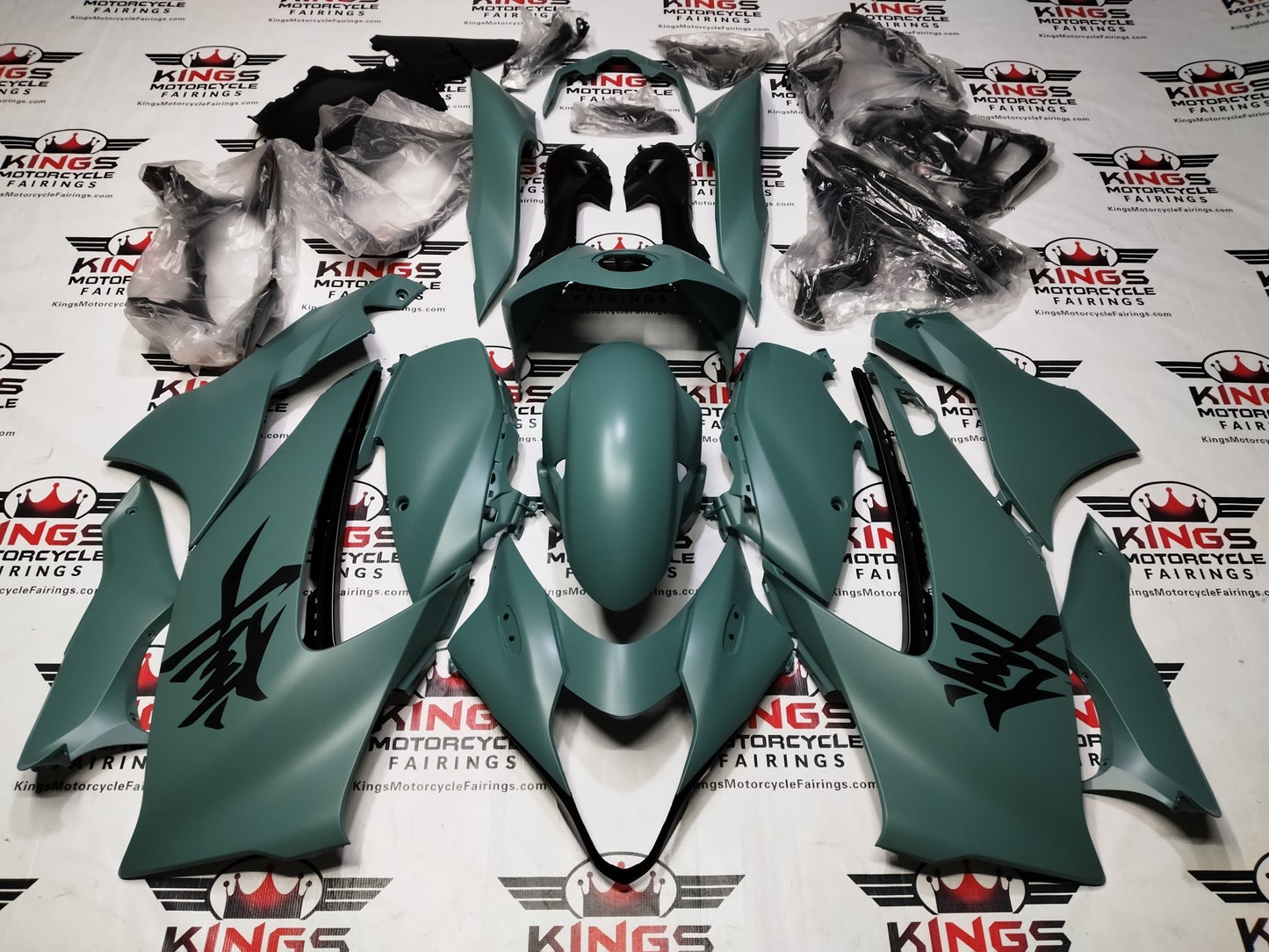 Suzuki GSX1300R Hayabusa Fairings (2021-2025) Matte Green, Matte Black at KingsMotorcycleFairings.com