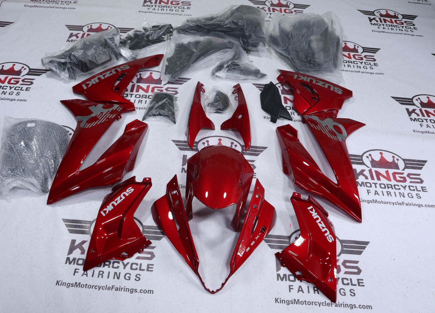 Suzuki GSX8R Fairings (2024-2025) Candy Red, Gray at KingsMotorcycleFairings.com