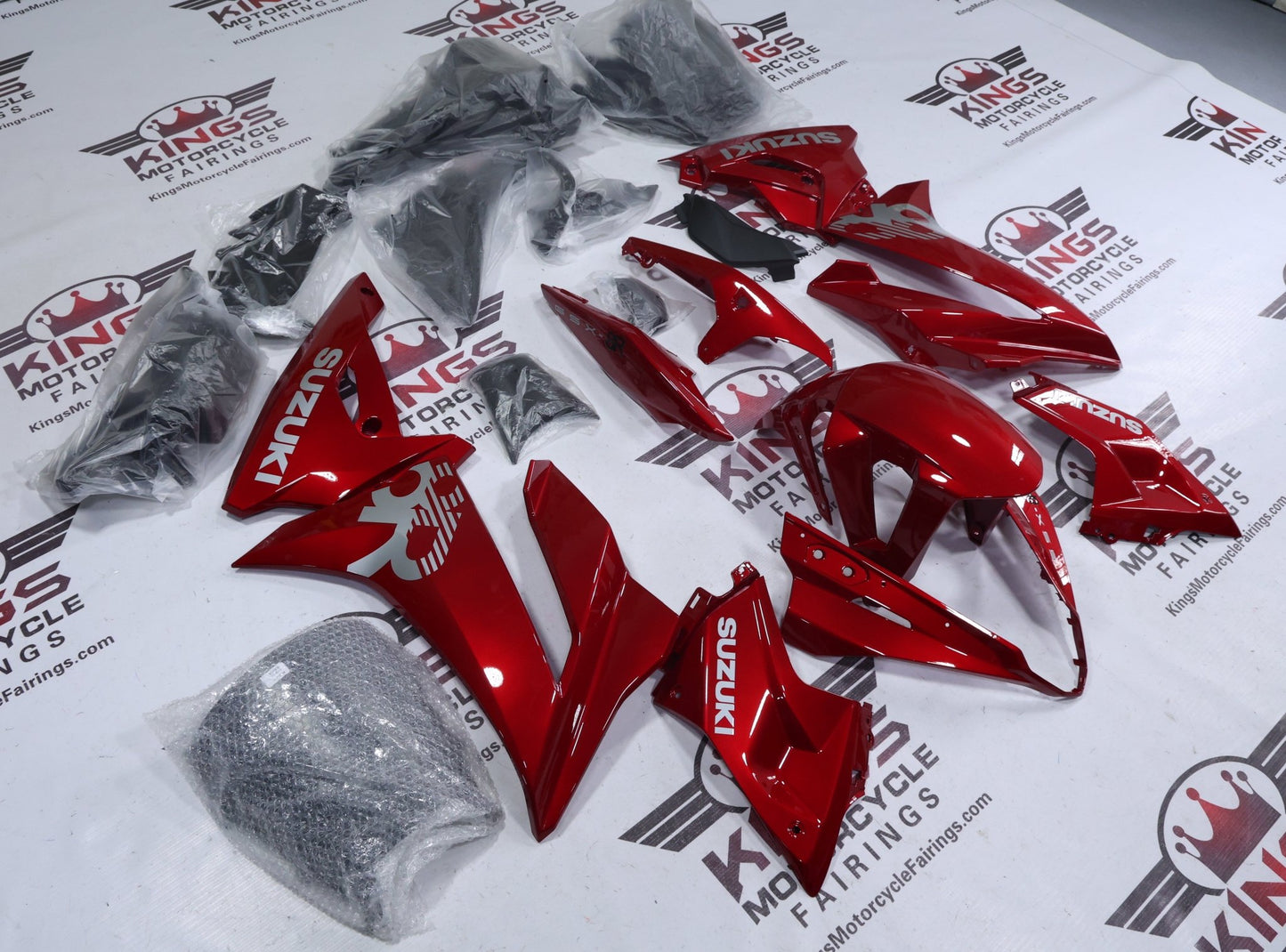 Suzuki GSX8R Fairings (2024-2025) Candy Red, Gray from KingsMotorcycleFairings.com