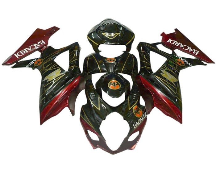 Suzuki GSXR 1000 Fairings (2005-2006) Black, Red, Gold Bacardi at KingsMotorcycleFairings.com