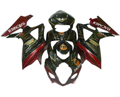 Suzuki GSXR 1000 Fairings (2005-2006) Black, Red, Gold Bacardi at KingsMotorcycleFairings.com