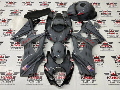 Suzuki GSXR1000 Fairings (2007-2008) Gray, Black, Red, US Flag at KingsMotorcycleFairings.com