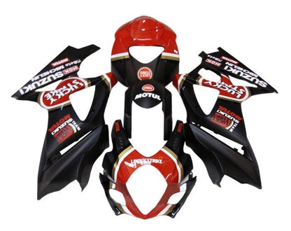 Suzuki GSXR 1000 Fairings (2007-2008) Matte Black, Red, Lucky Strike at KingsMotorcycleFairings.com