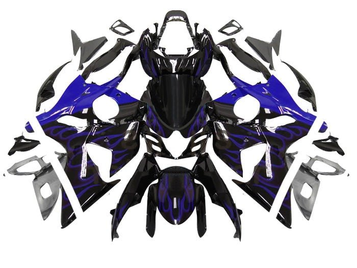 Suzuki GSXR1000 Fairings (2009-2016) Black, Purple Flames at KingsMotorcycleFairings.com