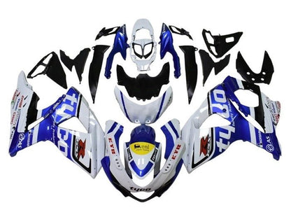 Suzuki GSXR 1000 Fairings (2009-2016) Gloss White, Blue Tyco at KingsMotorcycleFairings.com