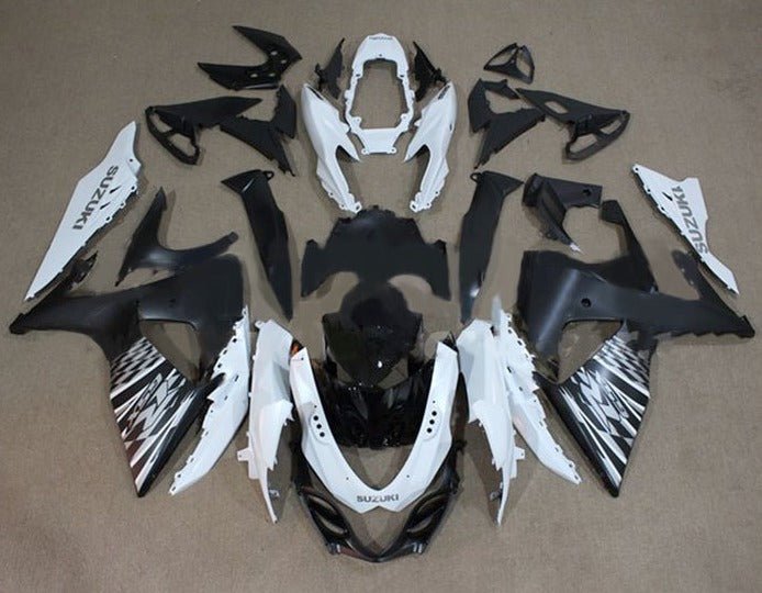 Suzuki GSXR1000 Fairings (2009-2016) Matte White, Black, Silver Checker from KingsMotorcycleFairings.com