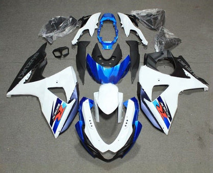 Suzuki GSXR 1000 Fairings (2009-2016) Matte White, Blue at KingsMotorcycleFairings.com