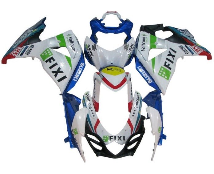 Suzuki GSXR 1000 Fairings (2009-2016) White Fixi at KingsMotorcycleFairings.com