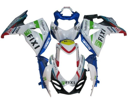 Suzuki GSXR 1000 Fairings (2009-2016) White Fixi at KingsMotorcycleFairings.com