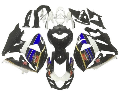 Suzuki GSXR1000 Fairings (2009-2016) White, Black, Blue, Gold Stripe at KingsMotorcycleFairings.com