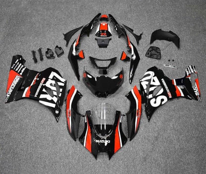 Suzuki GSXR1000 Fairings (2017-2025) Black, Red, White Stripe at KingsMotorcycleFairings.com