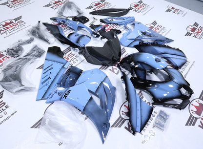 Suzuki GSXR1000 Fairings (2017-2025) Blue Metal, Faux Carbon Fiber from KingsMotorcycleFairings.com