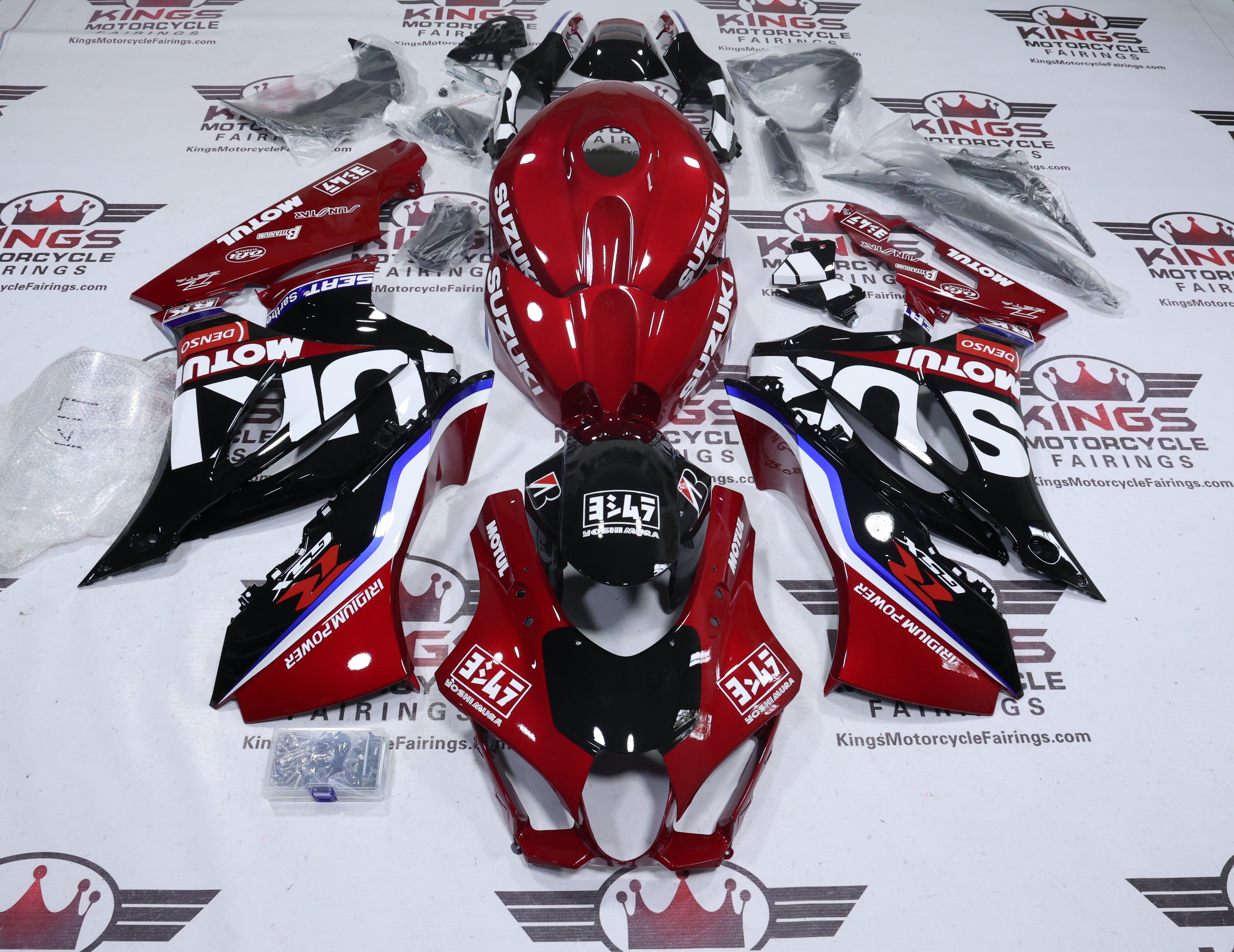 Suzuki GSXR1000 Fairings (2017-2025) Red, Black, White, Blue from KingsMotorcycleFairings.com