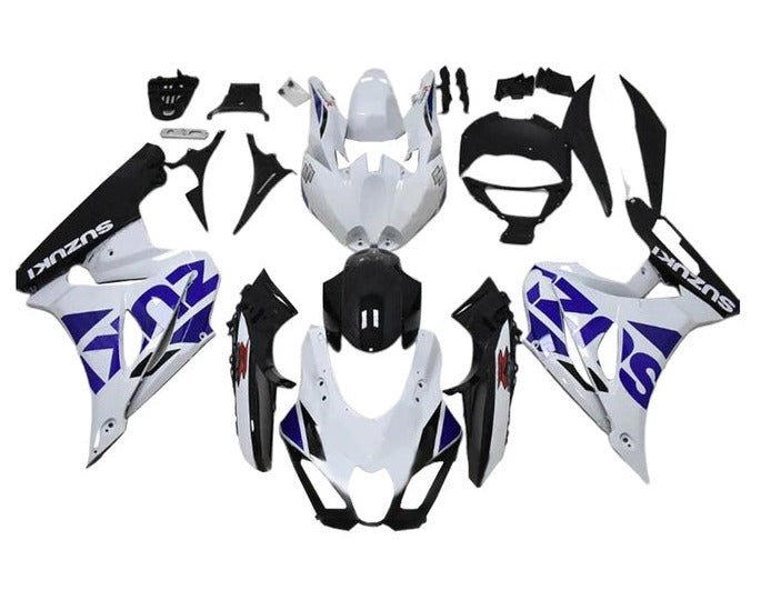 Suzuki GSXR1000 Fairings (2017-2025) White, Black, Blue at KingsMotorcycleFairings.com
