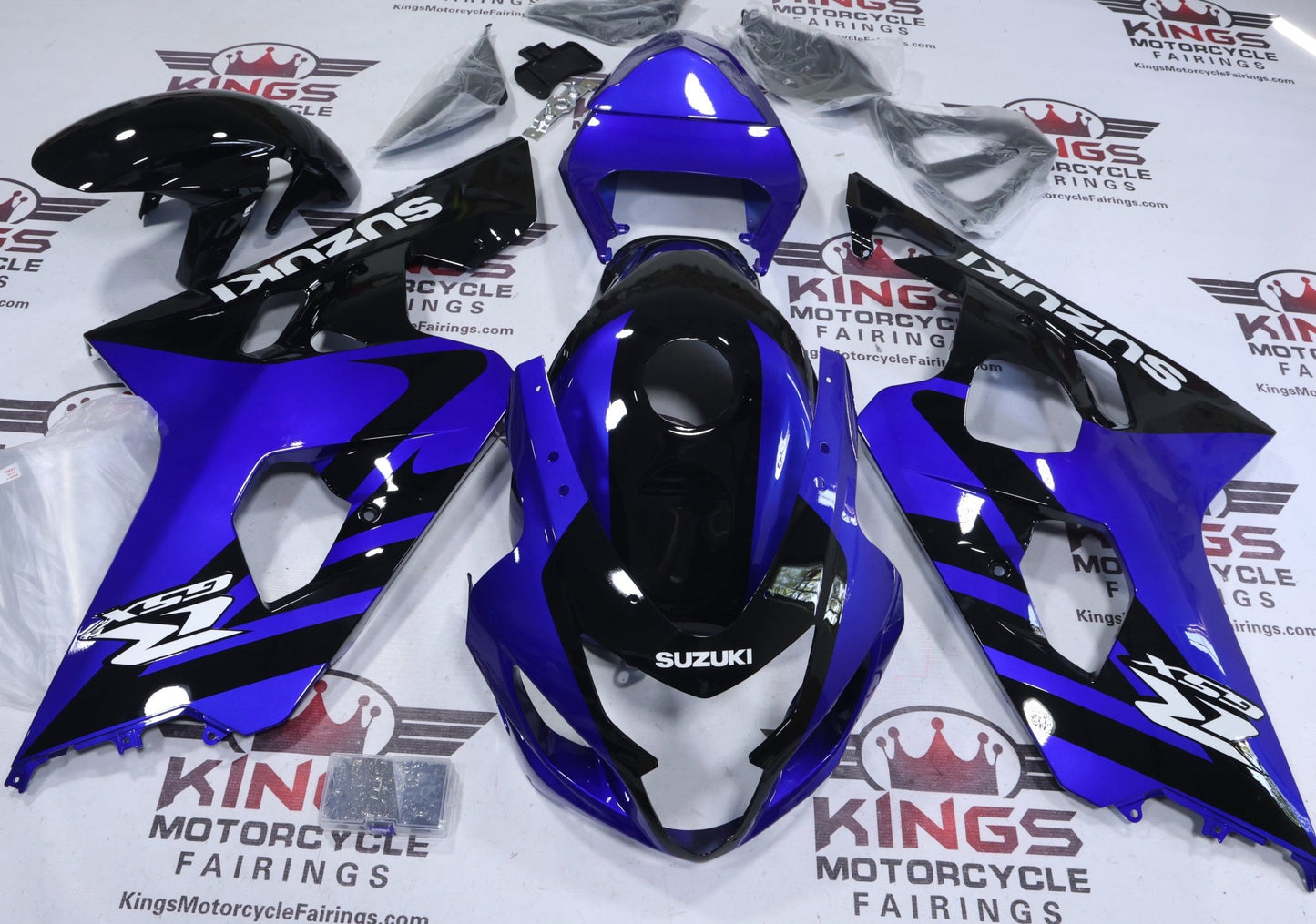 Suzuki GSXR600 Fairing Kit (2004-2005) Gloss Blue, Black, White from KingsMotorcycleFairings.com
