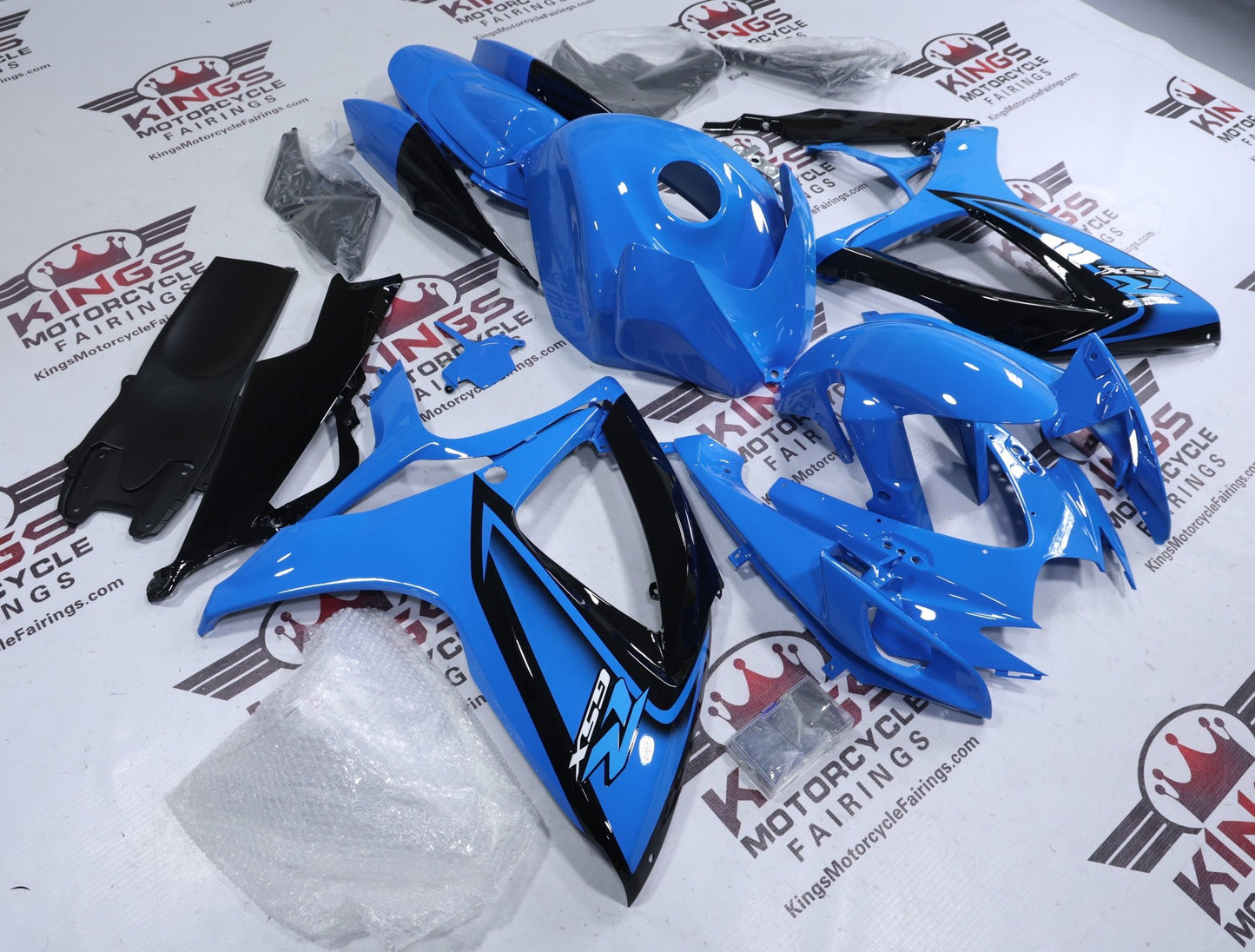 Suzuki GSXR600 Fairing Kit (2006-2007) Light Blue, Black at KingsMotorcycleFairings.com