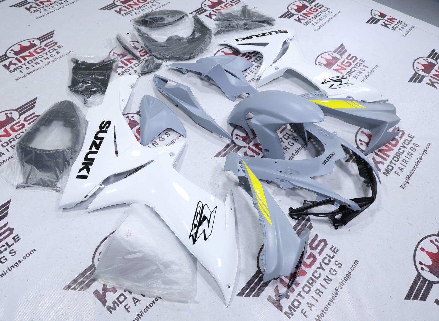 Suzuki GSXR600 Fairing Kit (2011-2024) Matte Gray, Gloss White, Yellow, Black at KingsMotorcycleFairings.com