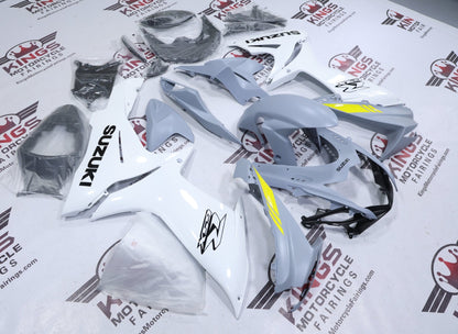 Suzuki GSXR600 Fairing Kit (2011-2024) Matte Gray, Gloss White, Yellow at KingsMotorcycleFairings.com
