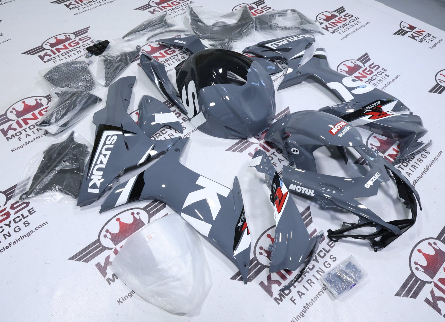 Suzuki GSXR600 Fairing Kit (2011-2024) Nardo Gray, White, Black at KingsMotorcycleFairings.com
