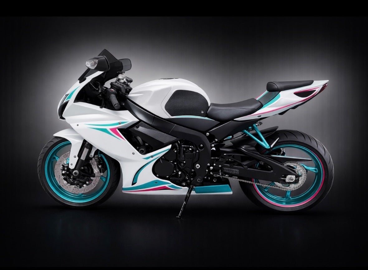 Suzuki GSXR600 Fairing Kit (2011-2024) White, Turquoise, Pink from KingsMotorcycleFairings.com