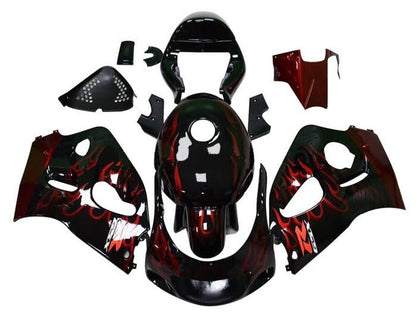 Suzuki GSXR600 Fairings (1996-1999) Black, Red Fire at KingsMotorcycleFairings.com