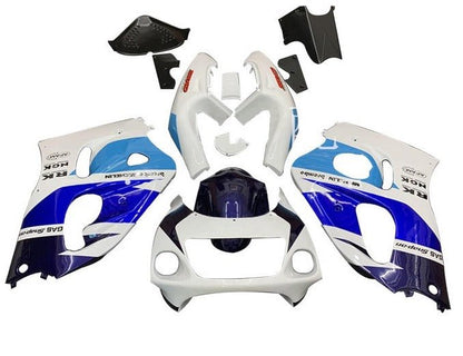 Suzuki GSXR 600 Fairings (1996-1999) White, Triple Blue at KingsMotorcycleFairings.com