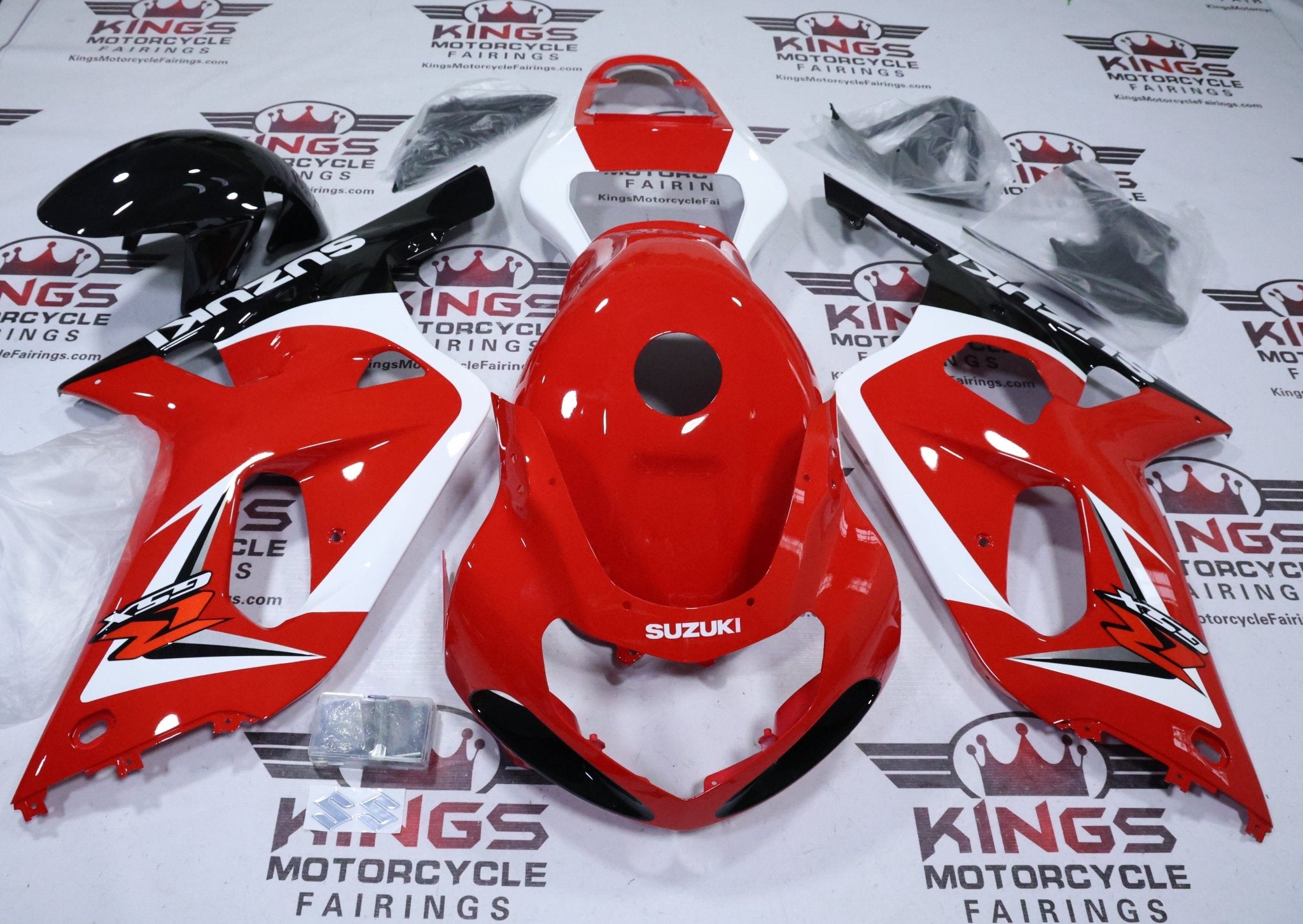 Suzuki GSXR600 Fairings (2000-2003) Red, White, Black Gloss at KingsMotorcycleFairings.com