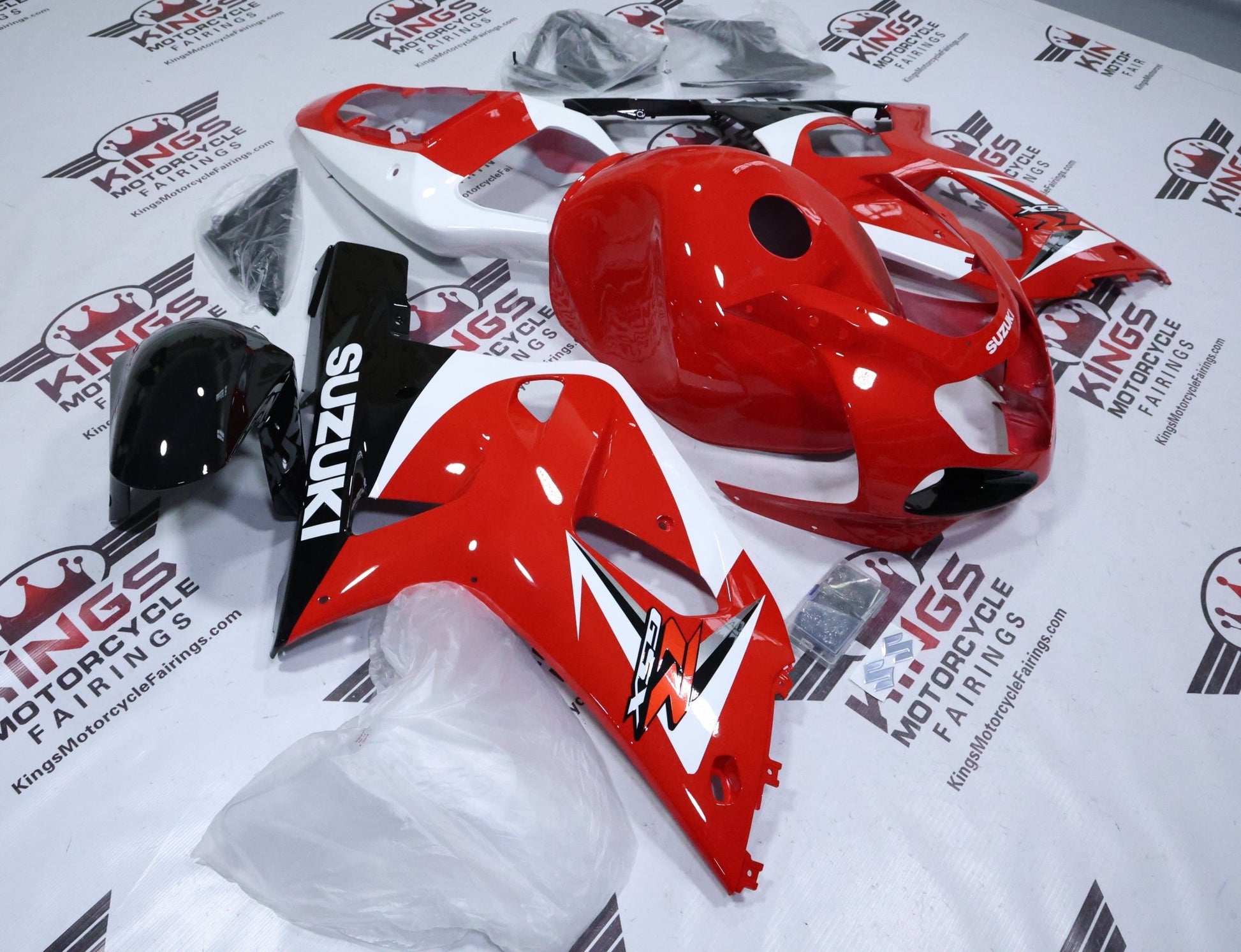 Suzuki GSXR600 Fairings (2000-2003) Red, White, Black Gloss from KingsMotorcycleFairings.com