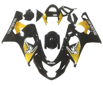 Suzuki GSXR600 Fairings (2004-2005) Black, Yellow, White at KingsMotorcycleFairings.com