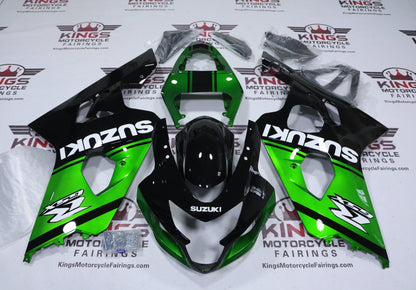Suzuki GSXR600 Fairings (2004-2005) Green, Black, White from KingsMotorcycleFairings.com