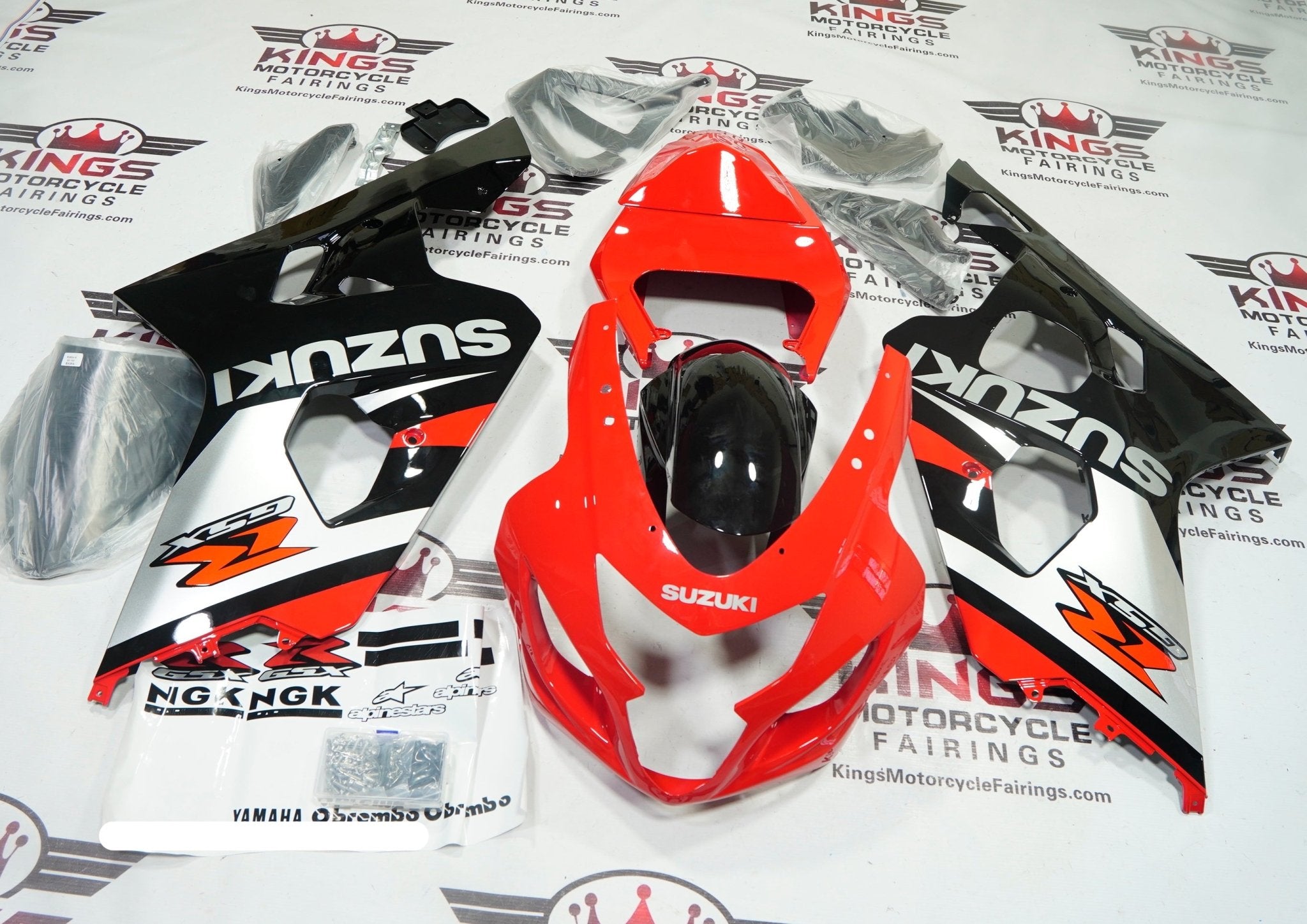 Suzuki GSXR600 Fairings (2004-2005) Red, Silver, Black at KingsMotorcycleFairings.com