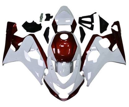 Suzuki GSXR600 Fairings (2004-2005) White, Dark Red at KingsMotorcycleFairings.com