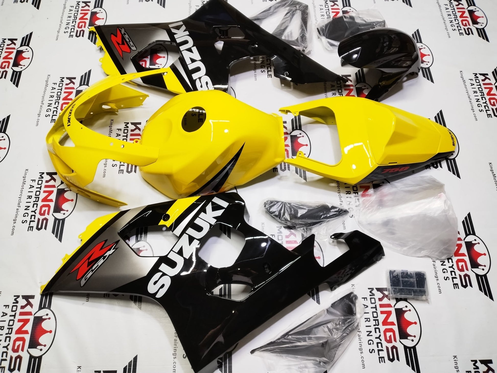 Suzuki GSXR600 Fairings (2004-2005) Yellow, Silver, Black at KingsMotorcycleFairings.com